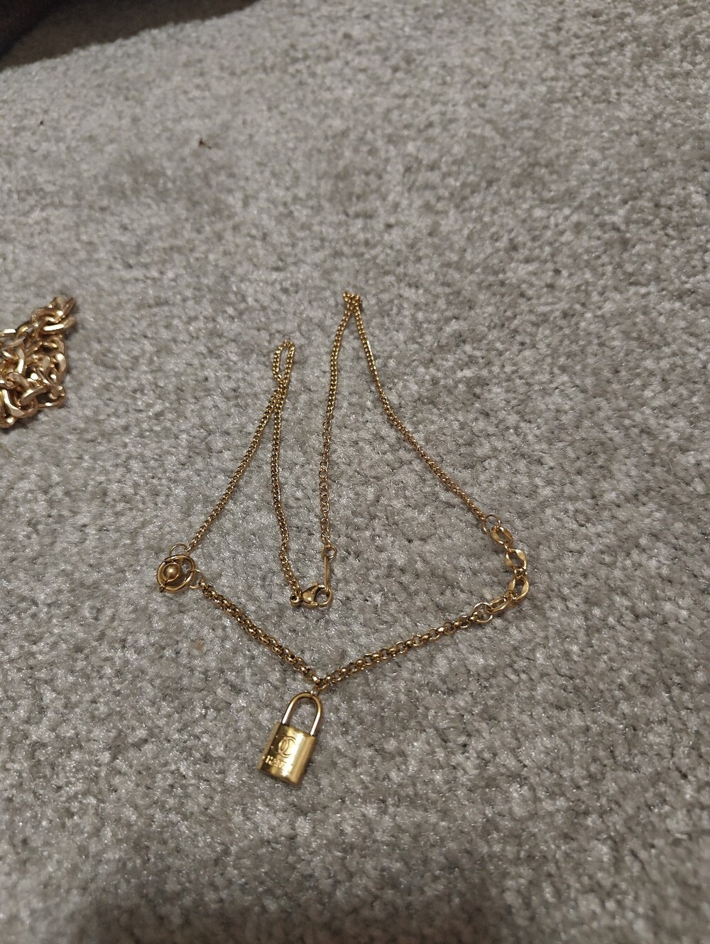 Gold Padlock Pendant CHANEL LIKE Necklace - Women's Jewelry